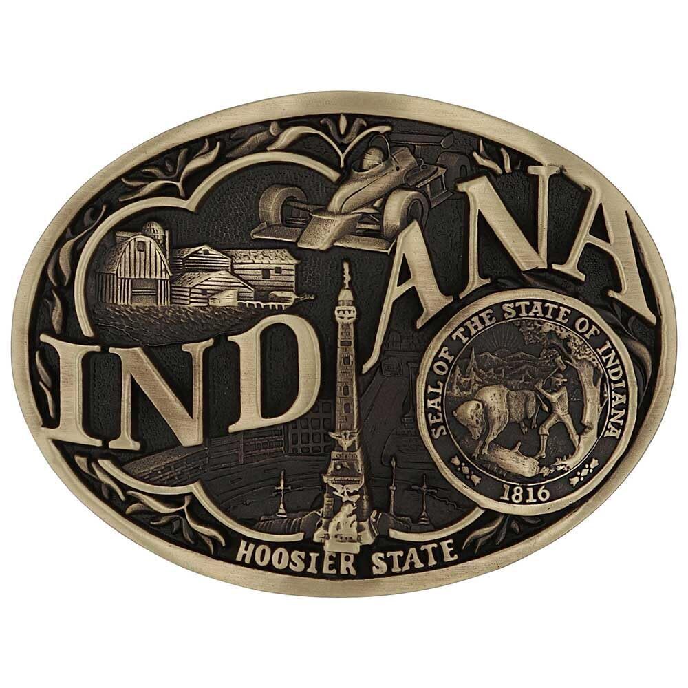 2123 Attitude State Heritage Oval Antiqued Patina Western Belt Buckle